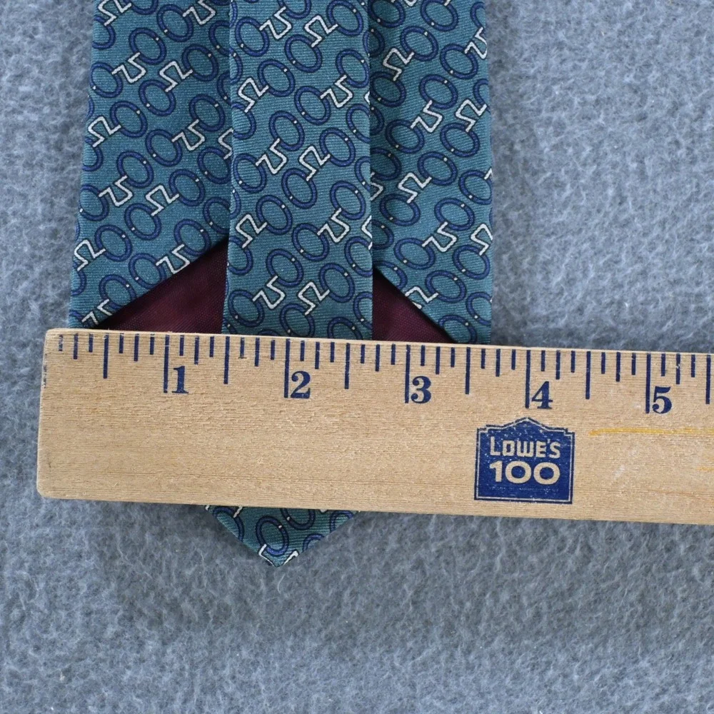 Regent Bert Pulitzer Mens Geometric Chain Link Silk Tie OS Teal Navy Vintage